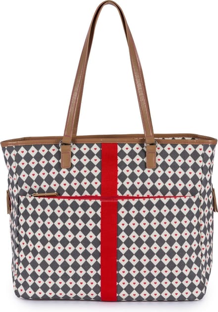 Pink Lining Henrietta Tote - Diamond Heart - Grey & Red