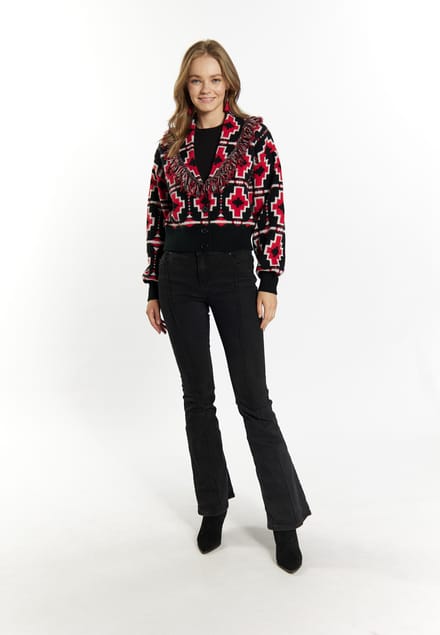 IZIA Vest Dames zwart wit rood