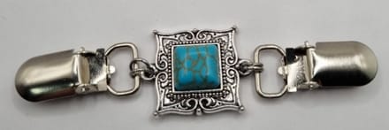 Frutsels by Es -Vestclip - turquoise - vierkant- zilverkleurig