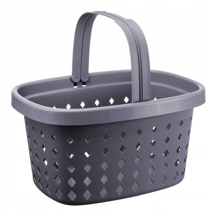 Grijze boodschappenmand 20L - 32x23x42 cm, lichtgewicht organizer