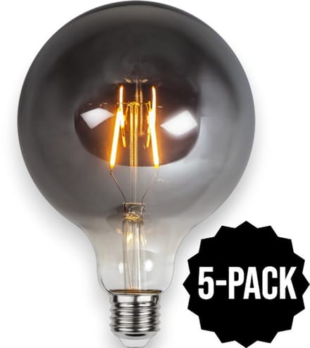 5-Pack | G125 Globelamp - E27 - 1.8W - Super Warm Wit <2200K - Filament - Rookglas