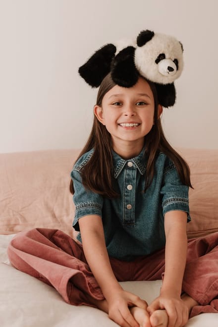 ONE LOVE Knuffel - Panda Peng - 32Cm - Zwart En Bruin - 0 Jaar