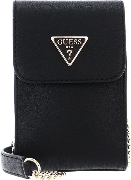 GUESS Schoudertas Telefoontasje Noelle Flap Chit Chat Bag Black Zwart