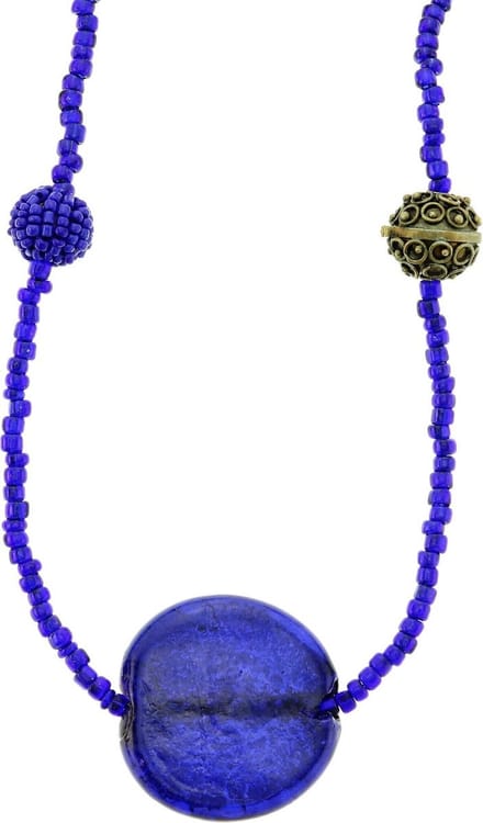 Behave - Lange blauwe kralen ketting met glaskralen 120cm