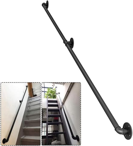 Wandleuning Beugels - Trapleuning Handgreep - Veilige Ondersteuning - Roestwerende Coating - 80 cm - Mat Zwart