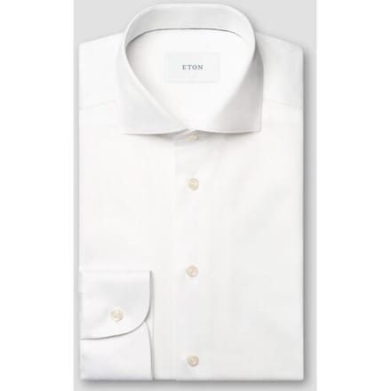 Eton Overhemd Solid Color Filo di Scozia Cotton Jersey Jacquard Knit Wit / male