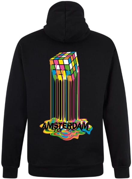 Zwarte Neon Sweater Trui Rubik's Cube Amsterdam M