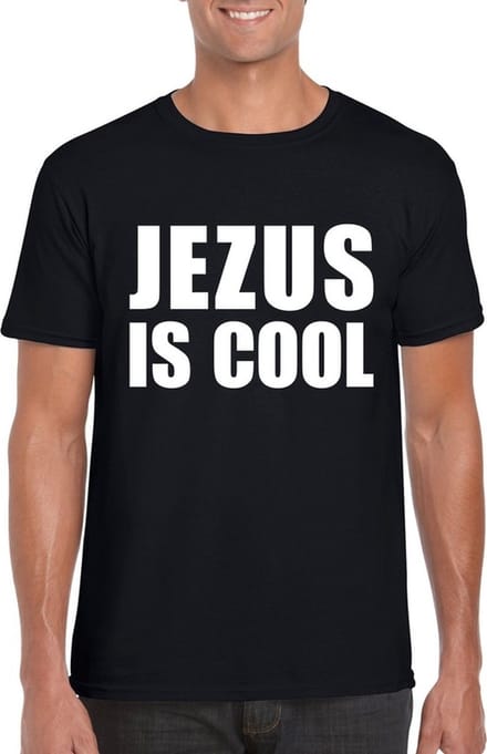 Zwart Jezus is cool t-shirt voor heren S