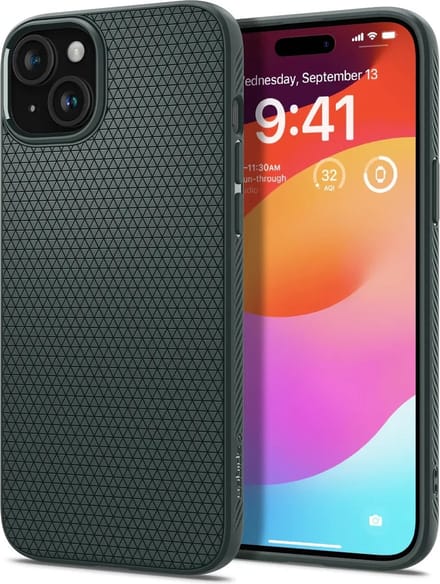 Geschikt voor Spigen Apple iPhone 15 Plus Liquid Air Back Cover Hoesje - Groen