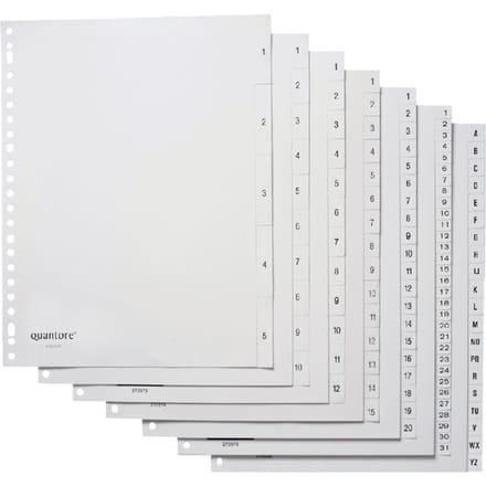 Quantore - Tabbladen - 23-gaats - 1-5 genummerd - Wit - PP