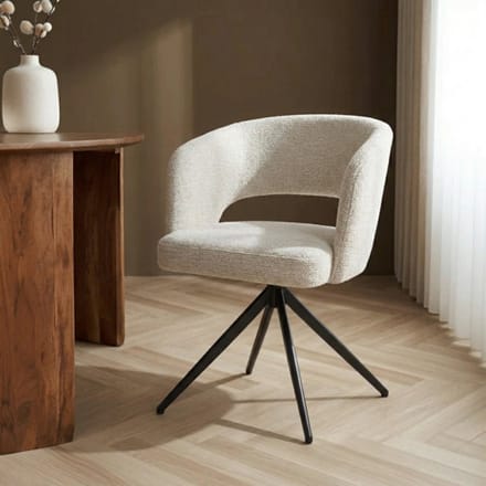 Eetkamerstoel Claus draaibaar - Milan cream 103 - beige - eetkamerstoelen set van 2