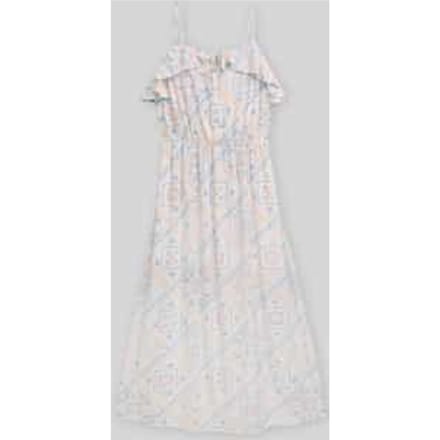 Tom Tailor Denim - Midi-jurk met linnen - Maat M - white blue coral paisley print