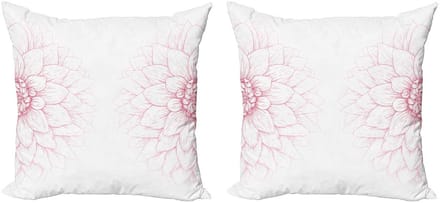 ABAKUHAUS Dahlia-bloem kussenhoezen – set met 2x45x45 cm – wit/roze