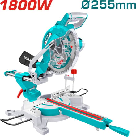 Total Tools afkortzaag 1800W – 255 mm – sliding mitre saw met zaagblad