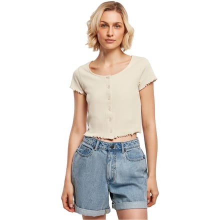Urban Classics - Cropped Button rib Crop top - 3XL - Groen