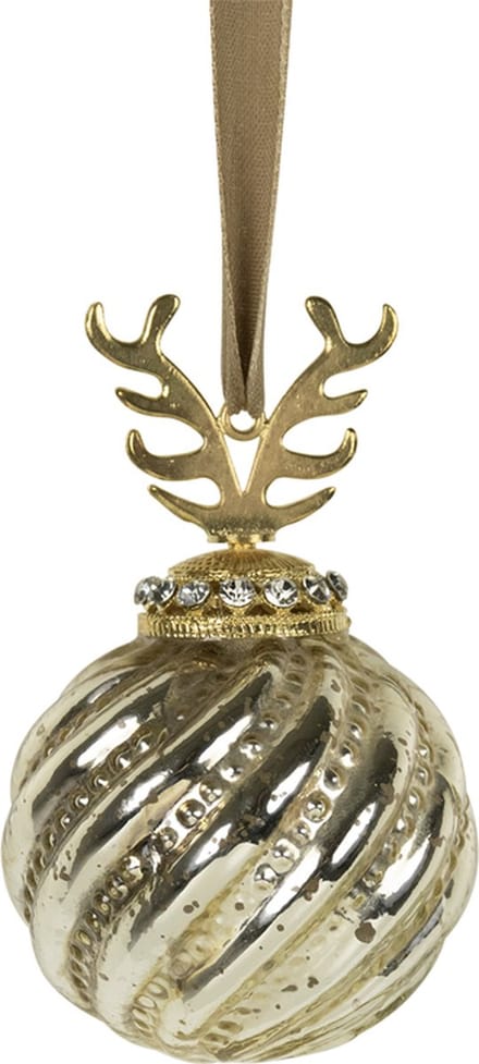 Kerstbal gewei glas goud Ø8cm