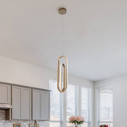 Quintiesse LED hanglamp DENMARK, goud geborsteld, Ø 21 cm, metaal