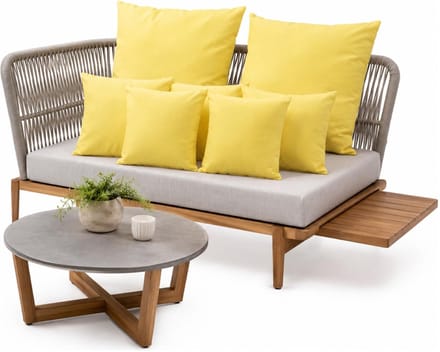 Anna Collection Bank/tuin kussens set - binnen/buiten - 6x stuks - geel - In 2 formaten