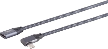 USB-C verlengkabel | haaks (links/rechts) | USB3.2 20 Gbps | PD 100W | 4K 60Hz | aluminium/nylon | 2 meter