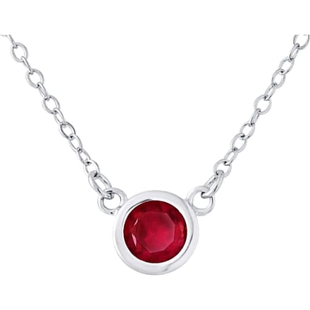Solitaire ketting - Red Passion Zirkoniumoxide Serti Clos - Silver 925