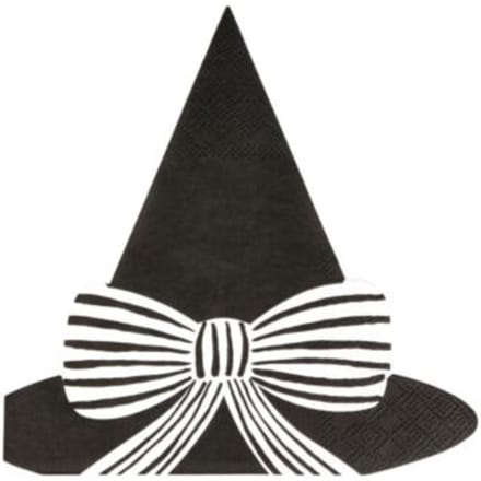 Meri meri halloween servetten heksenhoed - zwart/wit gestreepte strik