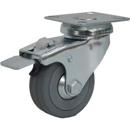 Meso Zwenkwiel rubber met rem 50mm - 40kg draagvermogen