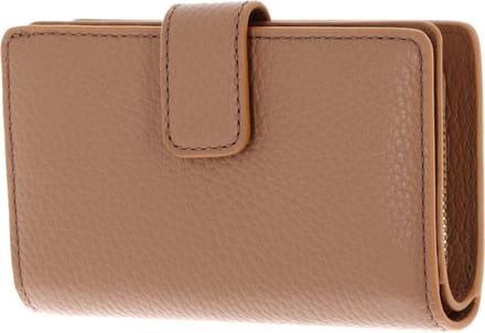 COCCINELLE Leren Portemonnee Metallic Soft Mini Wallet Grained Leather Skin Lichtbruin