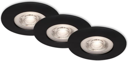 BRILONER - LED Inbouwspots - set van 3 - dimbaar - zwart - 5W - IP44 - 3.000 K
