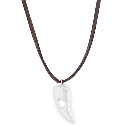 Zilverkleurige Uitgesneden Lederen Ketting van Iconic