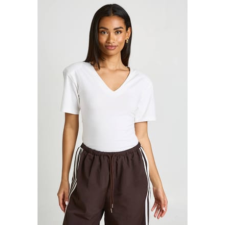 boohoo Dames Body Met Schoudervulling En V-hals | Wit | Maat: 42
