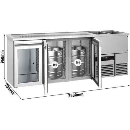 GGM Gastro Bierkoeling PREMIUM - 2500x700mm - 3 glazen deuren zilver
