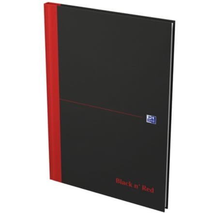NOTITIEBOEK OXFORD BLACK AND RED A4 96VEL GELINIEERD ASS.