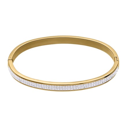 Lucardi Dames armband plated wit kristal - Staal - Bangle - Cadeau - Stijlvol - Goudkleurig