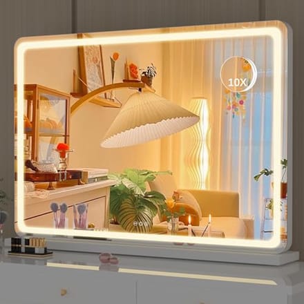 Verlichte make-upspiegel met dimbare LED-verlichting - 80 x 58 cm, touchscreen bediening en vierkant ontwerp