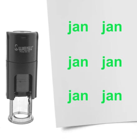 CombiCraft Stempel maand januari 10mm rond groene inkt - per 1 stuk