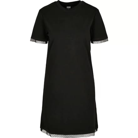 Urban Classics - Boxy Lace Hem Korte jurk - S - Zwart