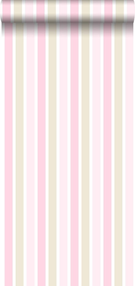 ESTAhome behang verticale strepen licht roze, beige en wit - 53 cm x 10.05 m - 138701