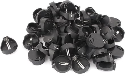 Batterijhouder Socket - Knopcel Houder - Printplaten Monteren - 2-Terminal Ontwerp - 50 Stuks - Zwart