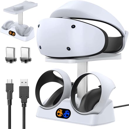 NAXSIR PS VR2 Laadstation | L & R Controller Laden | Met Headset - Plaat | LED Statusverlichting | Automatische Self - test | Type - C Inbegrepen