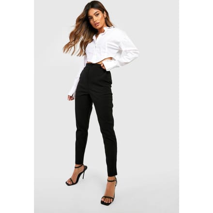boohoo Dames Super Stretch Tapered Tailored Trouser | Zwart | Maat: 44