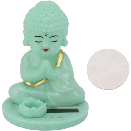 Statue de Bouddha lumineuse à énergie solaire, jouet pour tableau de bord de voiture white