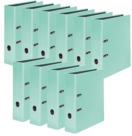 10 stuks Pastellkleurige Ordners voor DIN A4 - Mint Groen - 8 cm Breed