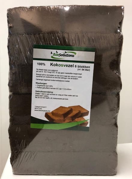 Kokosblokken - 6 blokken van 650 gram droog geperst - Geperste kokosvezels - kokosvezelblokken - kokos substraat - potgrond grondstof - BioSolutions