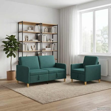vidaXL - Sofa - Set - Met - Opslag - 2 - st - Donkergroen - Polyester