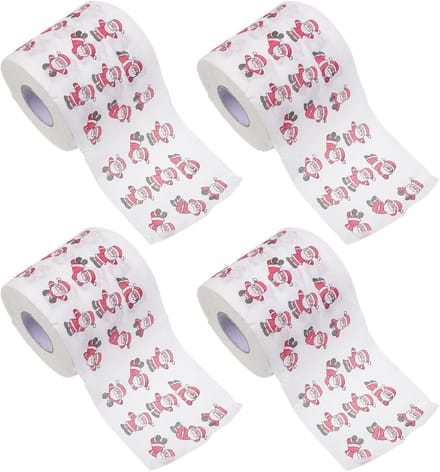 Kerst Wc Papier - Feest Servetten - Themafeesten Aankleden - Kerst Print Ontwerp - 4 Rollen - Wit