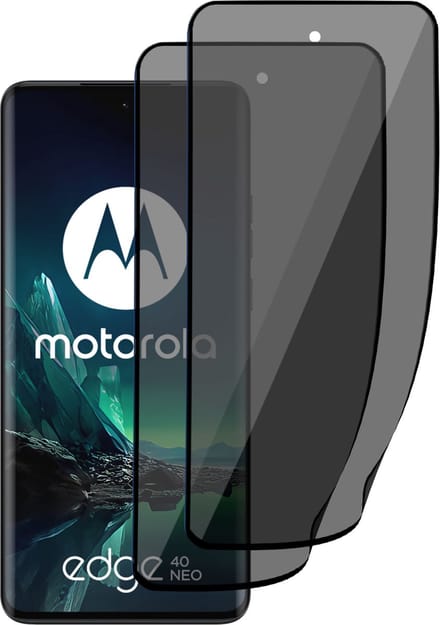 2x Privé Screenprotector geschikt voor Motorola Edge 40 Neo - Privacy Beschermglas - Privacy Proteqt+