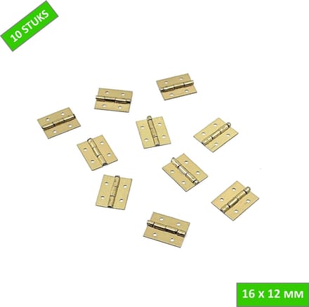 TQ4U naaikistscharnier - 16 x 12 mm - Vermessingd - 10 stuks