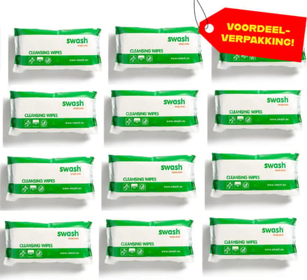 Swash Cleansing Wipes Parfumvrij - 12x48 stuks voordeelverpakking