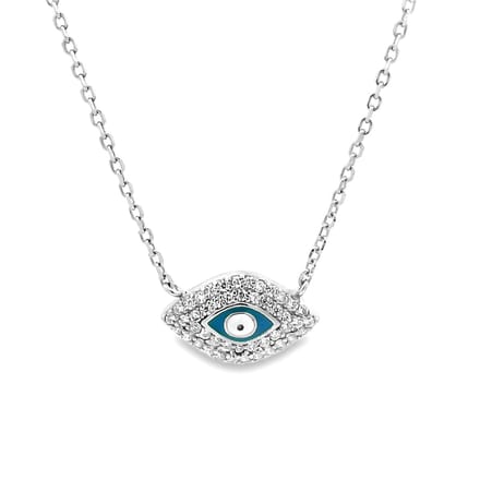 Juwelier Zwartevalk zilveren (gerhodineerd) evil eye ketting - 25.145