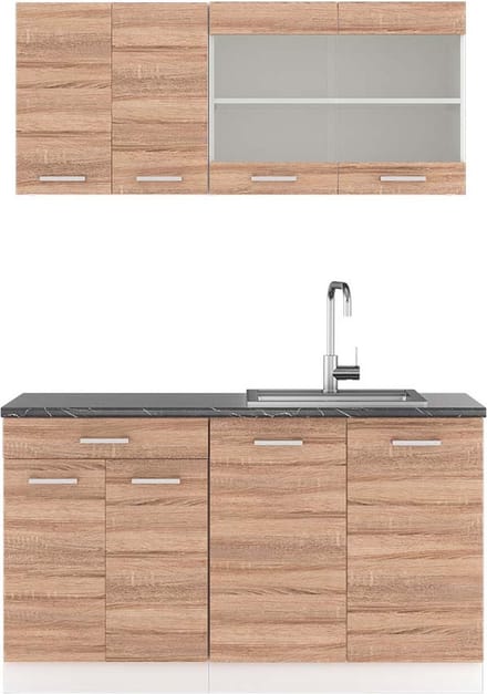 Vicco R-Line Eenpersoonskeuken – 140 cm, WB Antraciet Sonoma/Wit